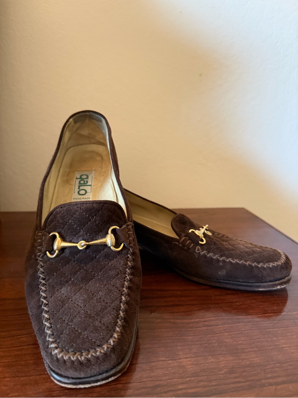 Galo Brown Suede Loafers with Gold Horsebit Accent